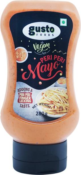 Gusto Foods Vegan Peri Peri Mayo Spread | Hot and Sweet Mayonnaise with African Spicy Peri Peri Chilly flavor for Burgers, Sandwiches, Tofu Sauce & Dip