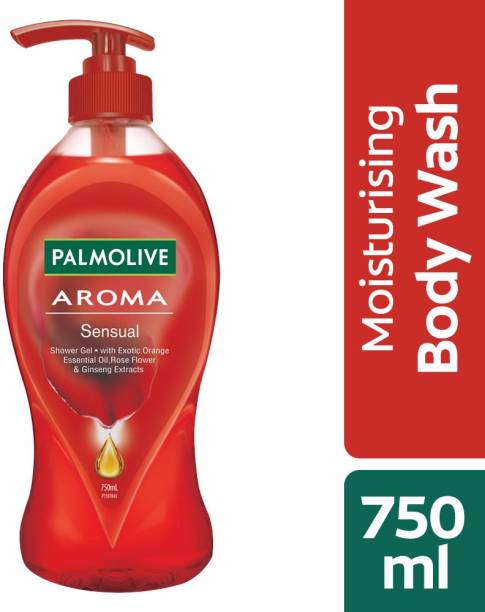 PALMOLIVE Aroma Sensual Body Wash, Gel Based Shower Gel with Exotic Orange Essential Oil, Rose Flower & Ginseng Extracts - pH Balanced (Pump)