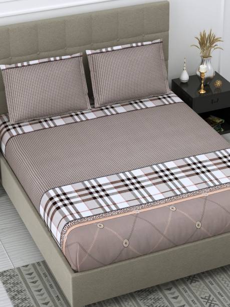 Dream Weaverz 200 TC Cotton Double Checkered Flat Bedsheet