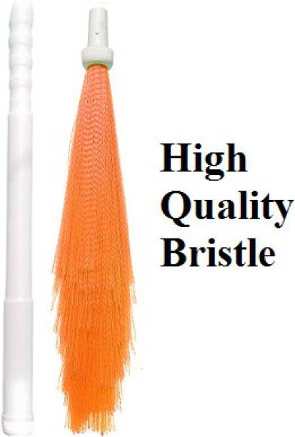 GRS ENTERPRISES Foldable Plastic Colored Broom, Long Lasting Plastic Broom for Wet and Dry Floor Cleaning (ORANGE) Plastic Wet and Dry Broom