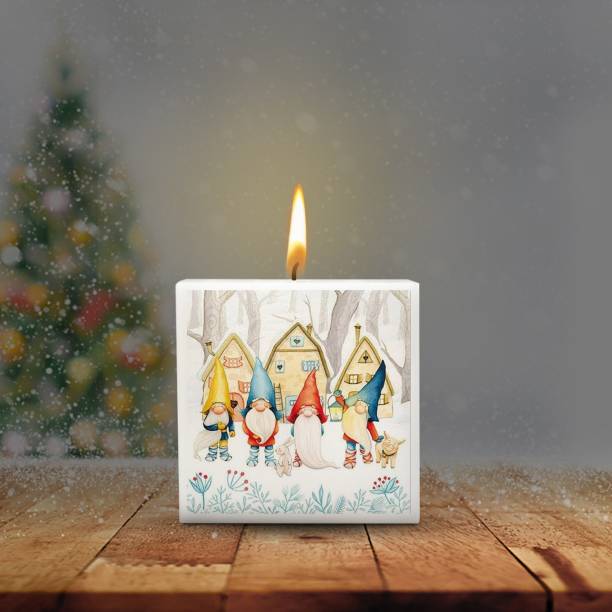 AuraDecor Unscented Santa Family Square Pillar candle Set of 1 (Size:-3*3*3 Inch) Candle