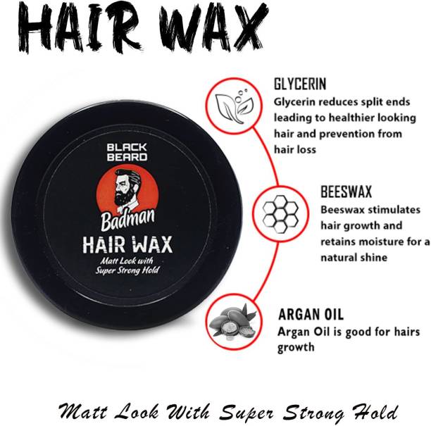 BLACK BEARD Hair Wax Strong & shiny wet Matt look Super Strong Hold Hair Wax