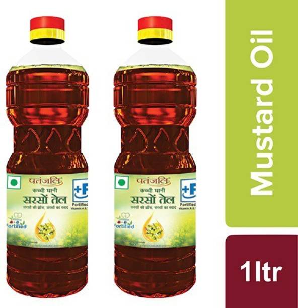 PATANJALI MUSTARD OIL 1 L ( PACK OF 2 ) Mustard Oil Plastic Bottle