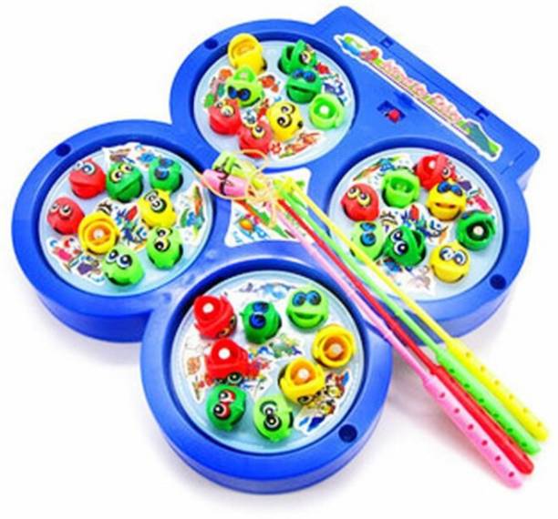 MeToy Fish Catching Game with Sound, Battery Opereted Fishing Game Include 32 Pieces and 4 Pods, Kids Fish Catching Game