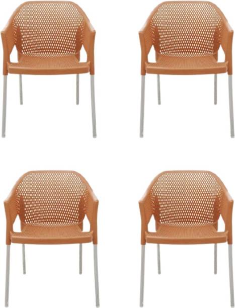 ITALICA Plasteel Arm Chair with Stainless Steel Legs/Matte Finish/Sturdy Garden Chair/ Plastic Outdoor Chair