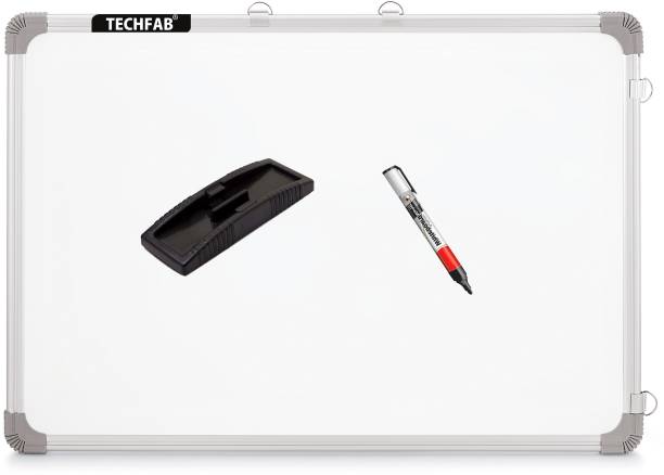 Techfab Non Magnetic Whiteboard 1.5X2 ft. one Side White Marker and Reverse Side Chalk Board Surface with 1 Marker and 1 Duster Whiteboards