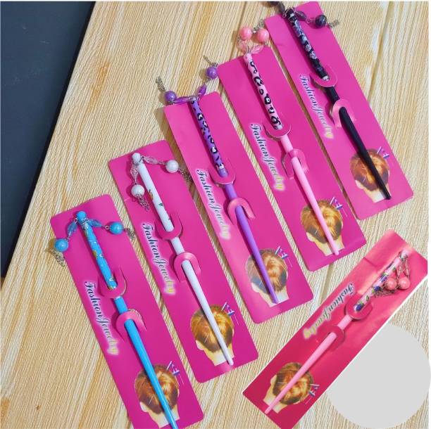 gmall creations Handcrafted Wooden Hair Stick-Set of 3 Juda Stick Juda Pin Hair Pin Hair Clip Bun Stick Bun Stick For Girl's & Women's (Multicolor) Bun