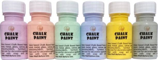 Krinjal Creations chalk acrylic paints with matte finish for MDF, Wood, Home Decor, Canvas, Paper, Terracotta, Fabric, Decoupage, DIY Art & Craft | Combo of Shades of PASTEL BLISS | Pack of 6 | 20ml each |(PASTEL BLISS)