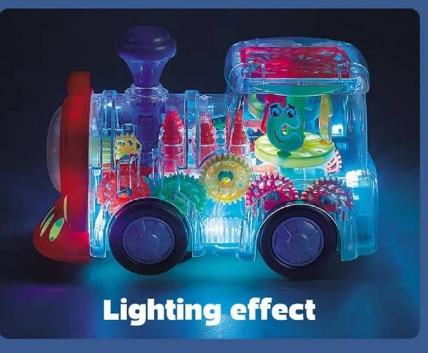 LIBRA Electric Train Toy,Transparent Electric Music Toy Train with Colorful Light,Early Educational Battery Powered Train Toy Supplies,Gear Train Music Light Rotating Toy Children's Birthday