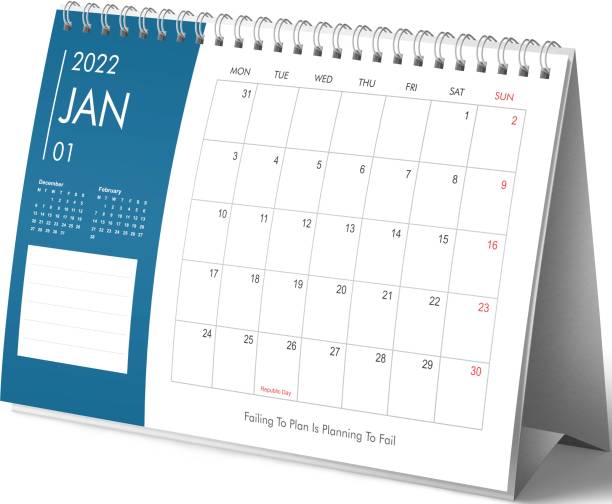 Lauret Blanc A5 Table Calendar 2022 Planner and Organizer- Standing Desk Calendar for Home and Office, Monthly Grid View, Notes Section. 2022 Table Calendar