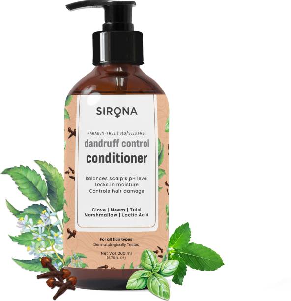 SIRONA Marshmallow & Clove Anti Dandruff Conditioner, with Neem & Tulsi for Men & Women - 200 ml | Paraben Free & SLS Free | Dermatologically Tested