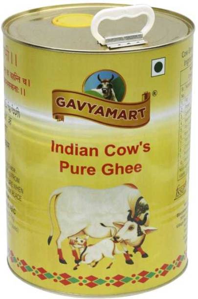 Gavyamart Indian A2 Cow Ghee 100% Pure Non GMO - Made of kankrej Organic Cow Ghee (5L) Ghee 5 L Tin