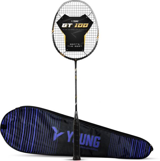 Young GT100 (Advanced Level, 30 LBS) Black, Gold Strung Badminton Racquet