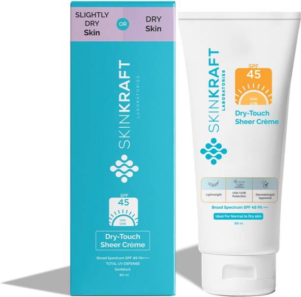 Skinkraft Dry-Touch Sheer Creme Broad Spectrum Sunscreen SPF 45 PA++++ Non-sticky - SPF 45 PA++++
