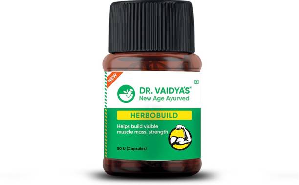 Dr. Vaidya's Herbobuild | Ayurvedic Capsules for Muscle Gain and Performance | Power of Ashwagandha, Shatavari and Safed Musli | Pack of 1 (50 capsules Each)