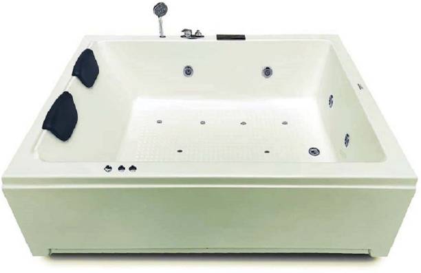MADONNA Phoenix 6 Feet Acrylic with Jacuzzi Massage, Bubble Bath and Back Massager (with Side Panel) - Ivory Free-standing Bathtub