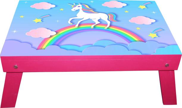 Enigmatic Woodworks Wooden multi-function portable and foldable bed table. Best Suitable study table for Kids. Durable bed cum study table with smooth finish (Rainbow Unicorn Theme in Pink Colour) Engineered Wood Study Table