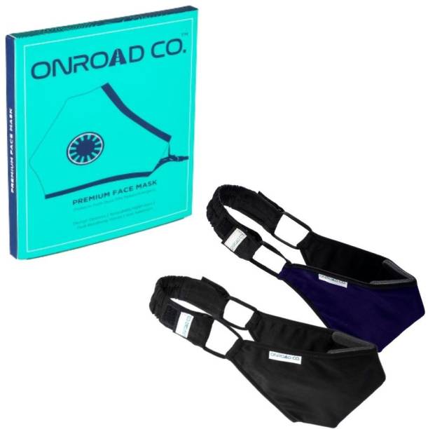Onroad Co. Anti-Pollution Masks (with more than 95% filtration efficiency) 1 Black, 1 Blue (Ideal for 60-90kg weight range) Reusable, Washable Cloth Mask With Melt Blown Fabric Layer