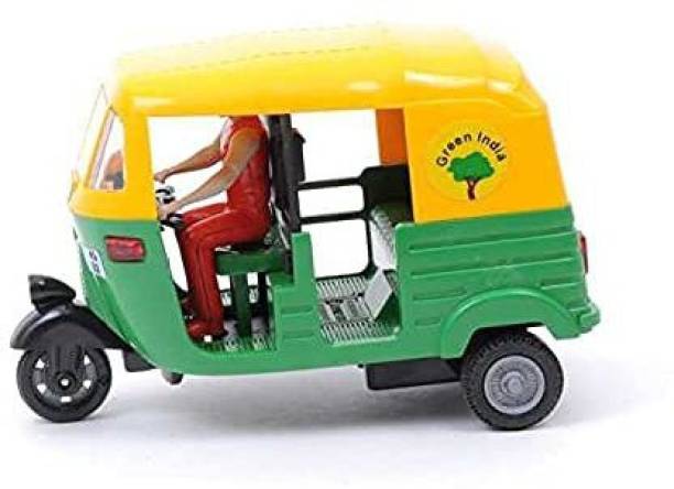 SQUICKLE Pull Back Auto Rickshaw Toy with Driver Mini V...