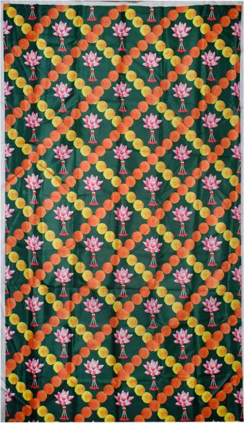 Puja N Pujari Marigold Toran Design Backdrop Cloth for Pooja Decoration Altar Cloth