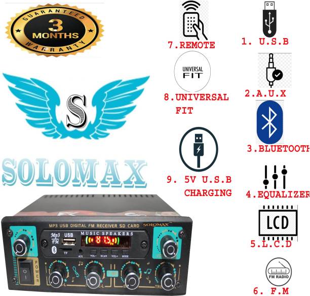 solomax METAL DJ REMIX ABSTRACT VERSION WITH BETTER SOUND QUALITY Car Stereo BT/ MP3/ AUX/ USB/ SD-MMC/ FM Car Stereo (Single Din) Car Stereo