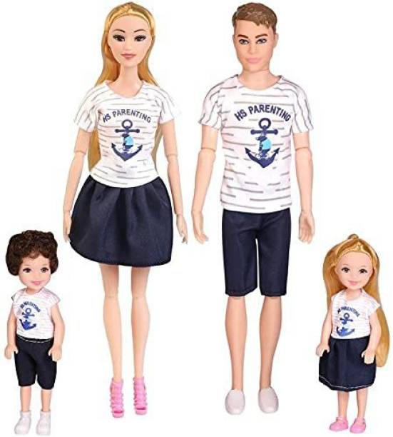 Magicwand Pretend Play Plastic Fashion Doll Family with Handbag,Shoes,Goggles,Shoes and Hat (Random Design)