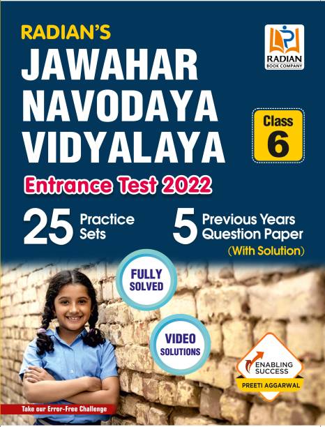 5 Solved Paper & 25 Practice Sets Jawahar Navodaya Vidyalaya Class 6 for Entrance Exam 2022 form the House of RS Aggarwal (English Medium)