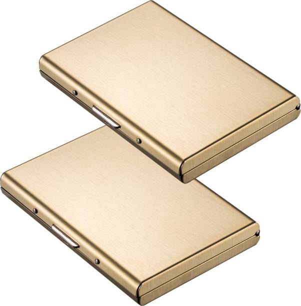 Flipkart SmartBuy Exclusive Gold |Pack of 2| Water-Resistant Stainless Steel Case For Men & Women 6 Card Holder