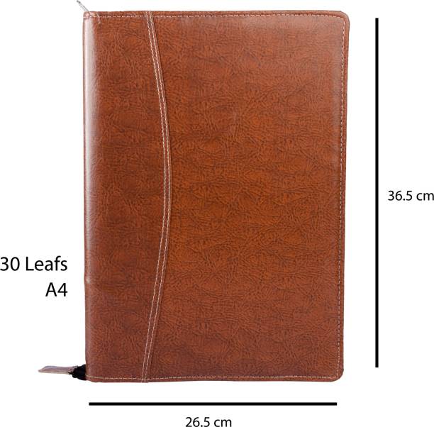 Msquare Supplies PU FAUX LEATHER FILE FOLDER|CERTIFICATE FILE|DOCUMENT BAG,(30 LEAFS,BROWN) A4/FS