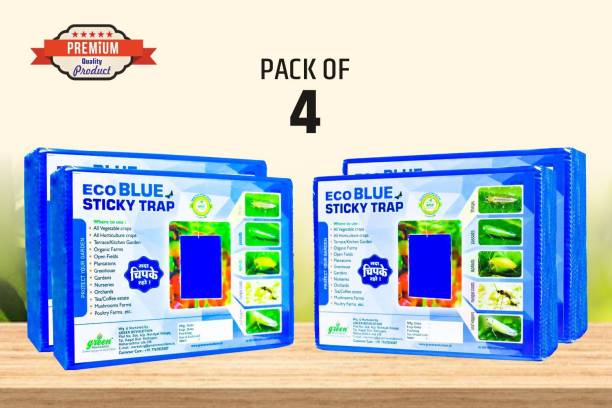 Green Revolution Eco Blue Sticky Trap for Thrips, Aphids, Leaf Miner, Fungus Gnat, Jassids, & all Harmful Flying Insects A5 Size (15cm By 20cm) Pack of 100 Pcs.
