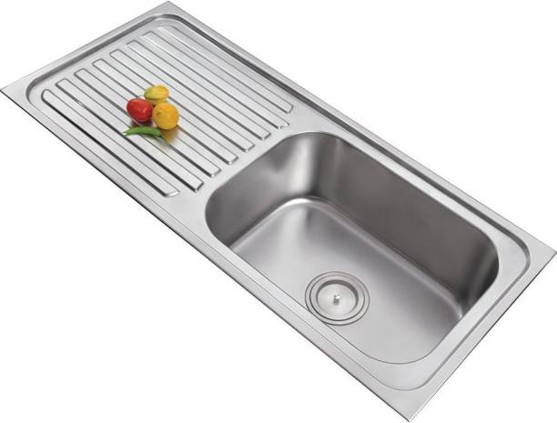 Torofy (45"x20"x9"Inch) Single 'drain board' stainless steel Kitchen Sink Chrome Finish Vessel Sink