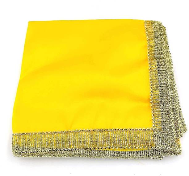 KAM HOME Puja Aasan Cloth for God Chowki| Puja Asan Kapda | Satin Altar Cloth mat for mandir, Temple and Pooja Decoration (Pack of 1) Altar Cloth