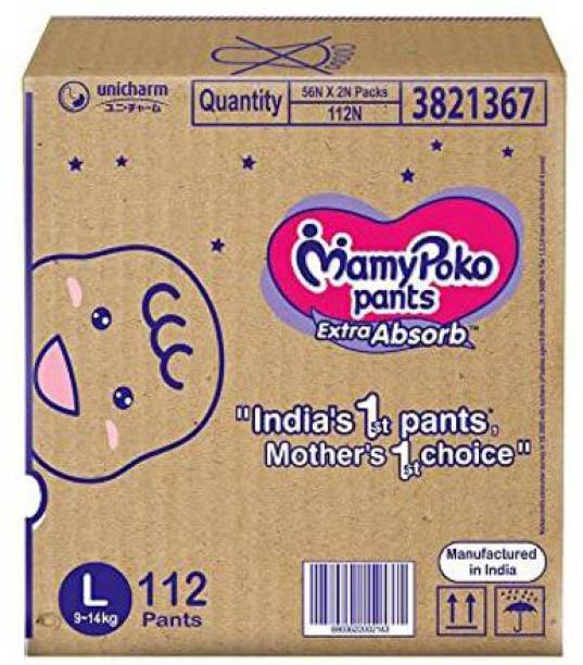 MamyPoko Pants Extra Absorb Diaper - Large Size, Pack of 112 Diapers (L-112) - L