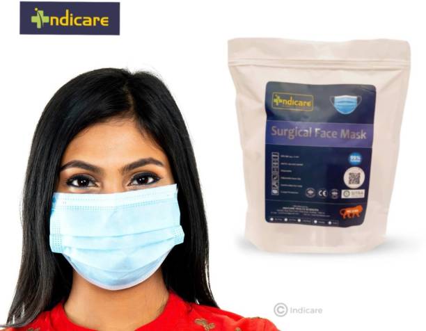 indicare health sciences 3 Ply Pharmaceutical Breathable Surgical Pollution Face Mask with 3 Layer Filtration For Men, Women, Kids with for Comfortable Fit with Bacterial Filtration and Water Resistant Surgical Mask Mask Respirator Surgical Mask With Melt Blown Fabric Layer