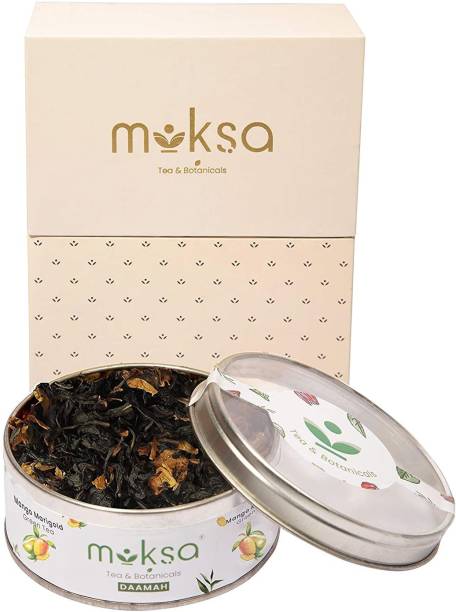 MOKSA Tea Christmas Gift Set | Perfect Christmas Gift for Family and Friends | Christmas Gift Hamper | Mango Marigold Flavor Teas Green Tea Tin