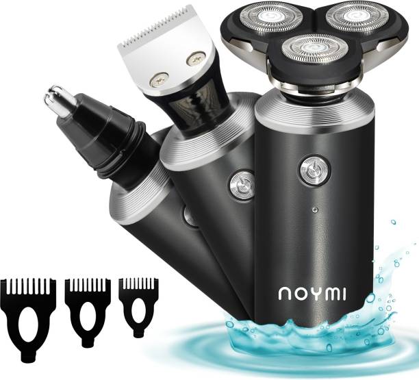 NOYMI 3D Rechargeable 100% Waterproof IPX7 Electric Shaver Trimmer & Nose Trimmer for Men Electric Shaving Razors Trimmer BLACK Shaver For Men (Black)  Runtime: 90 min Grooming Kit for Men & Women