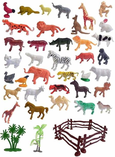 Remang 40Pcs Set Mini Animal Toys in Box Wildlife Animal Children Early Education Toys