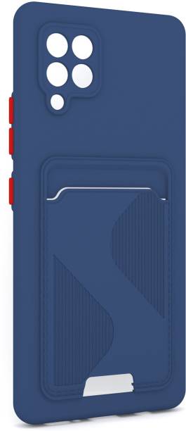 AIBEX Back Cover for Samsung Galaxy M42 With Card Holder (With Extra Two Color Removable Button)