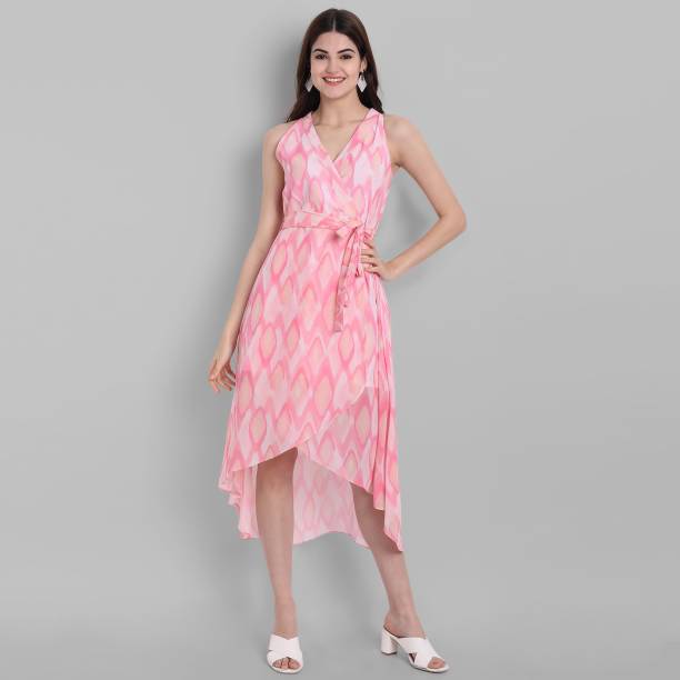 Women High Low Pink Dress Price in India