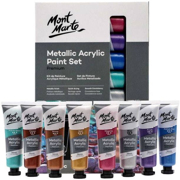 Mont Marte Metallic Acrylic Paint Set Premium 8pc x 36ml