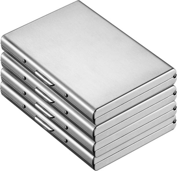 Flipkart SmartBuy Exclusive Silver |Pack of 4| Water-Resistant Stainless Steel Case For Men & Women 6 Card Holder