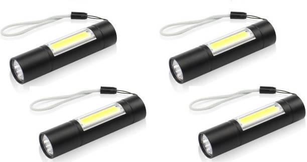 zm store (Pack of 4) M212 (RECHARGEABLE LED METAL TORCH) with SOS Function, 25W Laser COB, 500mAh Battery Torch 3 hrs Torch Emergency Light