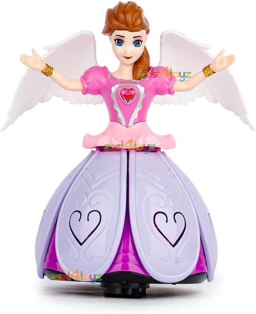 Liquortees 360 Degree Rotating Dancing Angel Doll Princess Musical Girl Flashing Lights with Music Sound Toy for Kids (Purple Angle Doll)