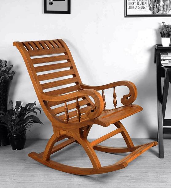 Artesia Teak Wood Rocking Chair For Living Room / Garden - Rosewood Finishing for adults/Grand parents Solid Wood 1 Seater Rocking Chairs