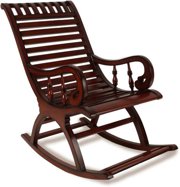 Artesia Teak Wood Rocking Chair For Living Room / Garden - Rosewood Finishing for adults/Grand parents Solid Wood 1 Seater Rocking Chairs