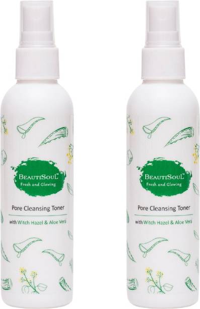 Beautisoul Pore Cleansing Face Toner with Witch Hazel and Aloe vera | Alcohol-Free Toner Face Spray Toner | Non-Drying and Nourishing Formulation for All Skin Types (Pack of 2) Men & Women