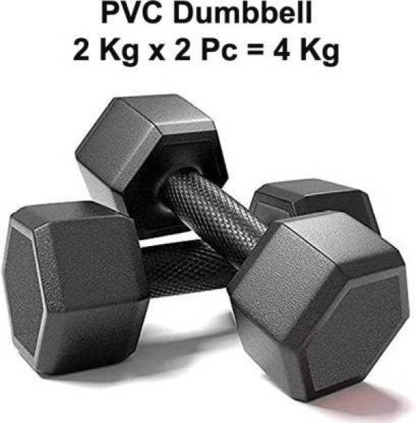 NST Fitness DUMBBELL 2 KG PAIR ( 2 X 2 kg ) Black Hex Fixed Weight Dumbbell