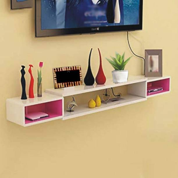 istanbulart Wooden TV Entertainment Unit Wall Set top box stand MDF Wall hanging /decorative /flouting/ mounted rack for living room and bedroom (Pink) MDF (Medium Density Fiber) Wall Shelf