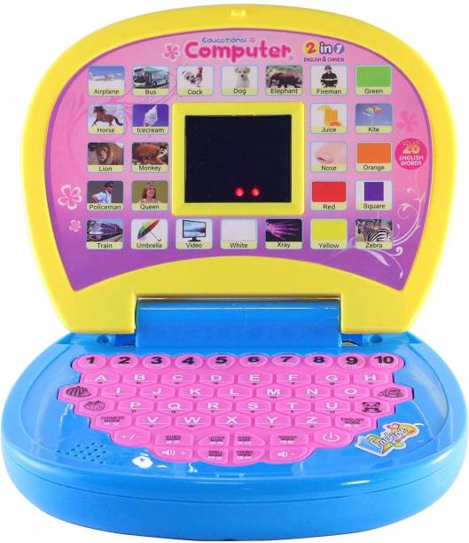 Liquortees Educational Learning Laptop for Kids with LED Display, Alphabet ABC and 123 Number Learning Computer for Kids (Laptop Pink)