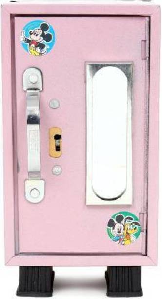 Madari Toys Cute Almirah Style Coin Box/Piggy Bank/Iron Gullak/Money Saving ATM for Kids Home Decor Showpiece Coin Bank with 2 Keys (Purple) (Multicolor) Coin Bank